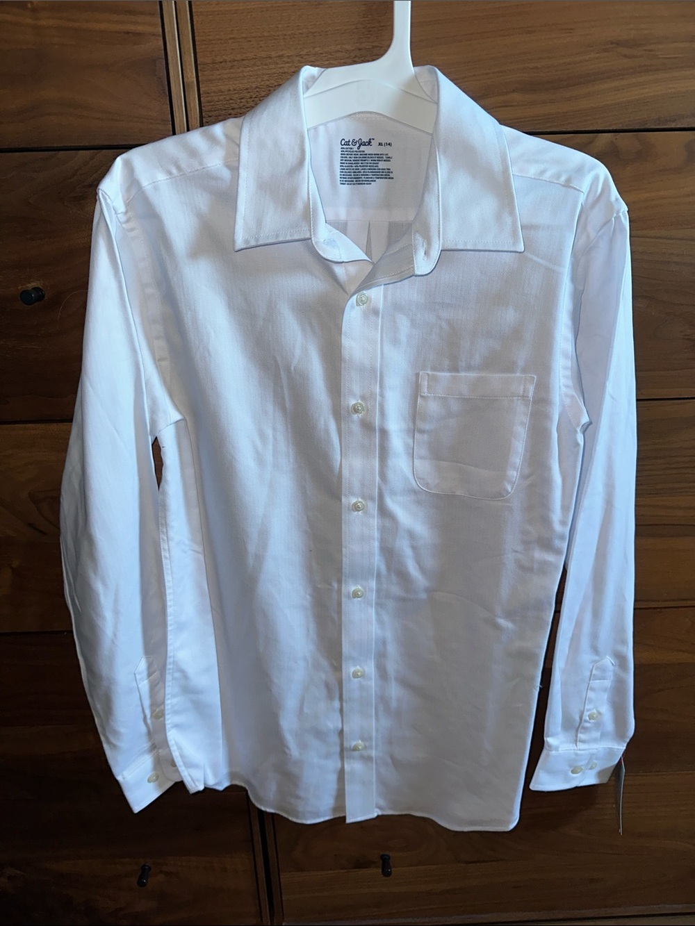 Cat & Jack Crisp White Boy's Dress Shirt with Chest Pocket